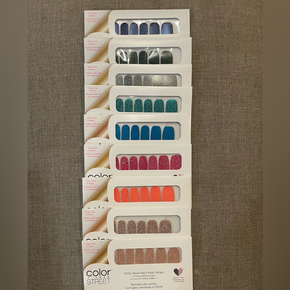 Color Street nail polish, 9 exclusive GLITTER colors, Brand new, sealed